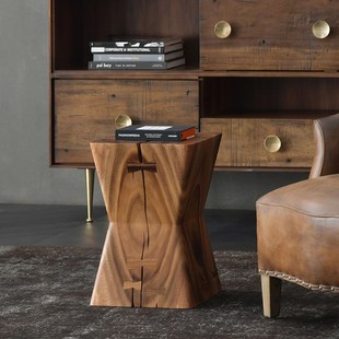 胡桃木墩边几i民宿树墩木桩雨木床头角几室外异形坐凳原木墩