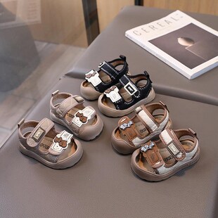 夏季新款婴儿宝宝凉鞋1-2岁软底学步鞋男童包头防滑沙滩鞋