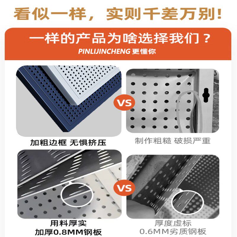 工具墙洞洞板万能挂板墙上置物架冲孔板五金不锈钢整理架收纳架子