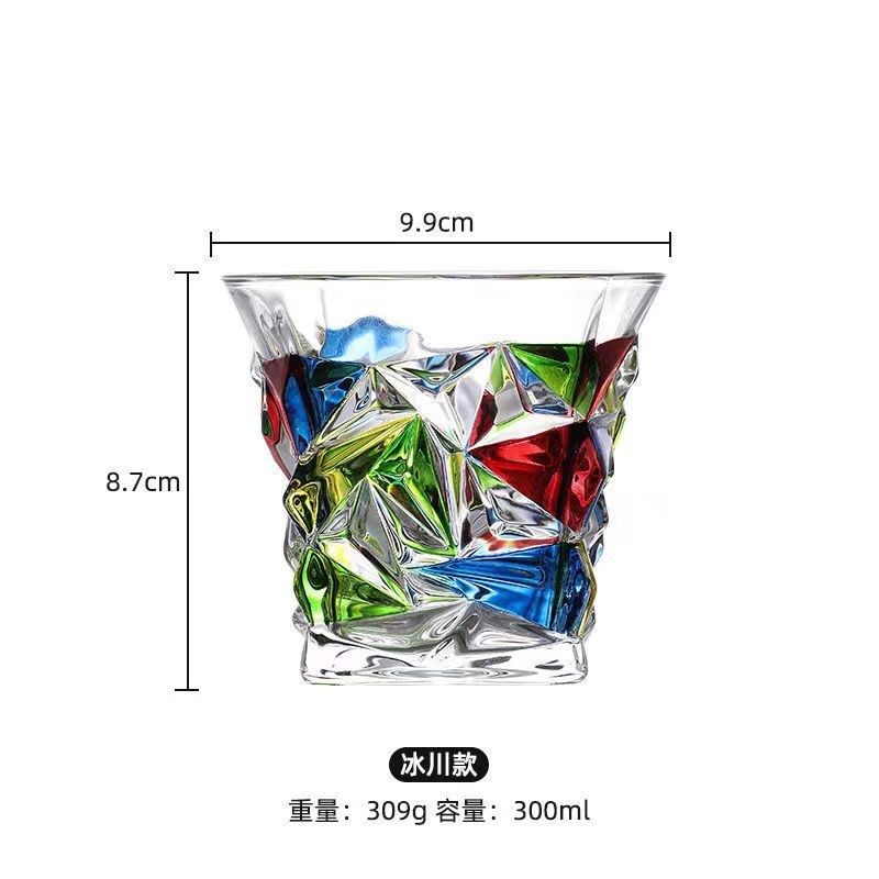 小众高货意大利设计师同款手绘彩绘线条编织水晶杯小礼品玻璃杯子