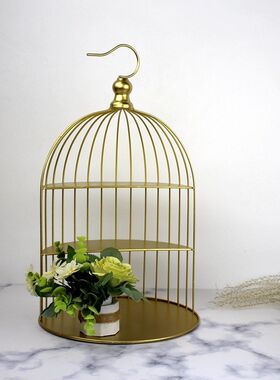 创意三层鸟笼甜品架婚礼生日派对B蛋糕摆台化妆品首饰收纳展示架