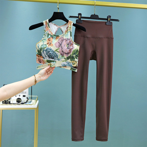 夏季瑜伽服套装女新款高强度彩色背心运动专业普拉提健身房跑步服