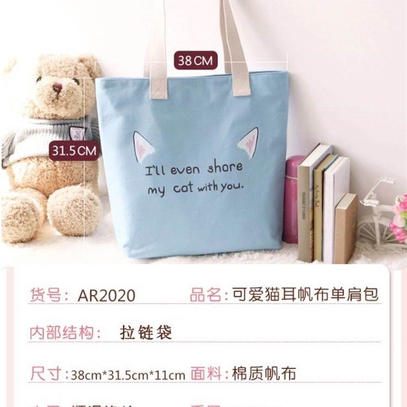 布袋包女风凡布的单肩包斜挎大容量可爱文艺简约百搭学生帆布