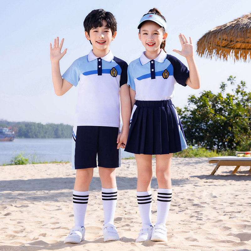 儿童校服套装小学生班服春秋三件套运动蓝色毕业照幼儿园园服夏季
