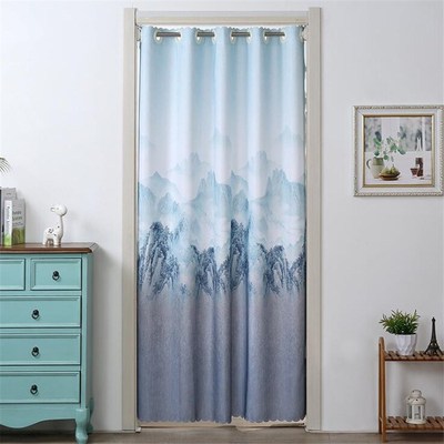 household door curtain landscape blue curtain partition curt