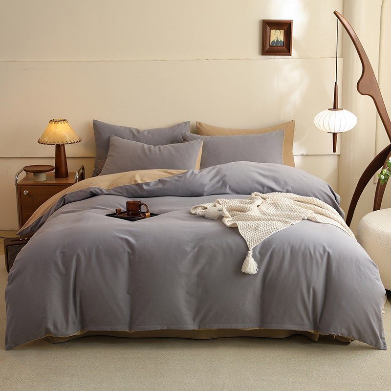 全棉加厚磨毛床上四件套简约混搭纯色保暖被套床笠床单三件套,床上用品,床品套件/四件套/多件套,淘宝优惠券,粉丝福利购,淘宝优惠卷