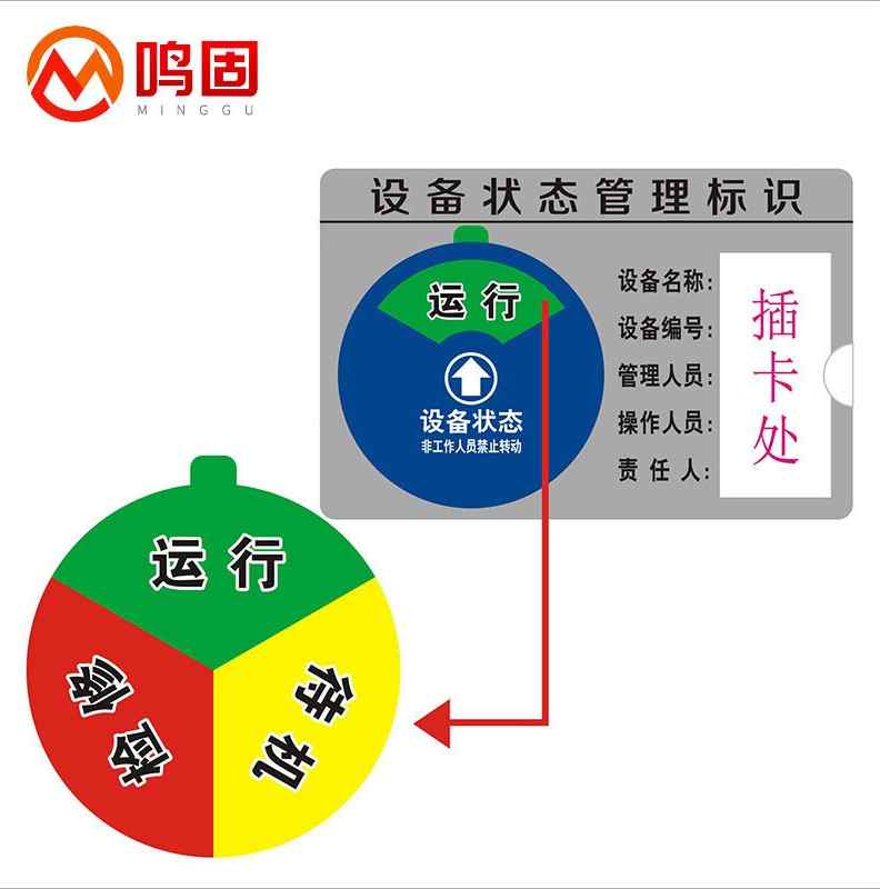 新品鸣固压克力设备状态牌机器设备状态标识牌旋转设WW备管理指示