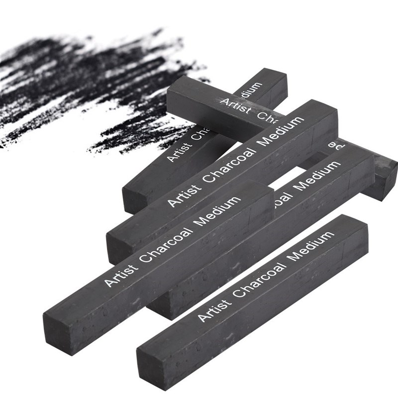 推荐Soft/Medium/Hard 6Pcs Compressed Charcoal Sticks Black S