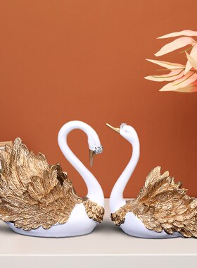 中式情侣天鹅酒店别墅家居客厅电视柜办公室桌玄关摆件婚庆送礼品