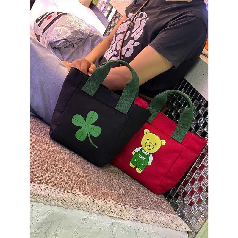 小巧简单帆布手提袋子迷你夏季小拎外出下包楼手提包出门小号新品