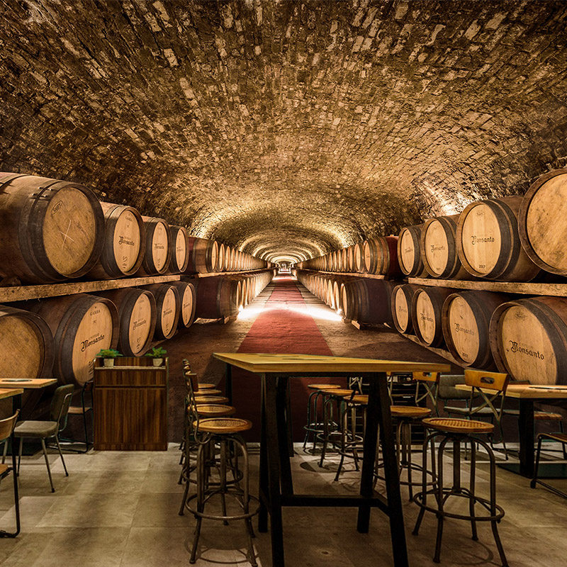 复古怀旧a地下酒窖3d视觉空间背景墙纸红酒酒桶餐饮店酒吧ktv壁纸