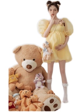 孕妇拍照服装影楼甜美超仙孕妈少女感大肚孕期拍照连衣裙摄影服饰
