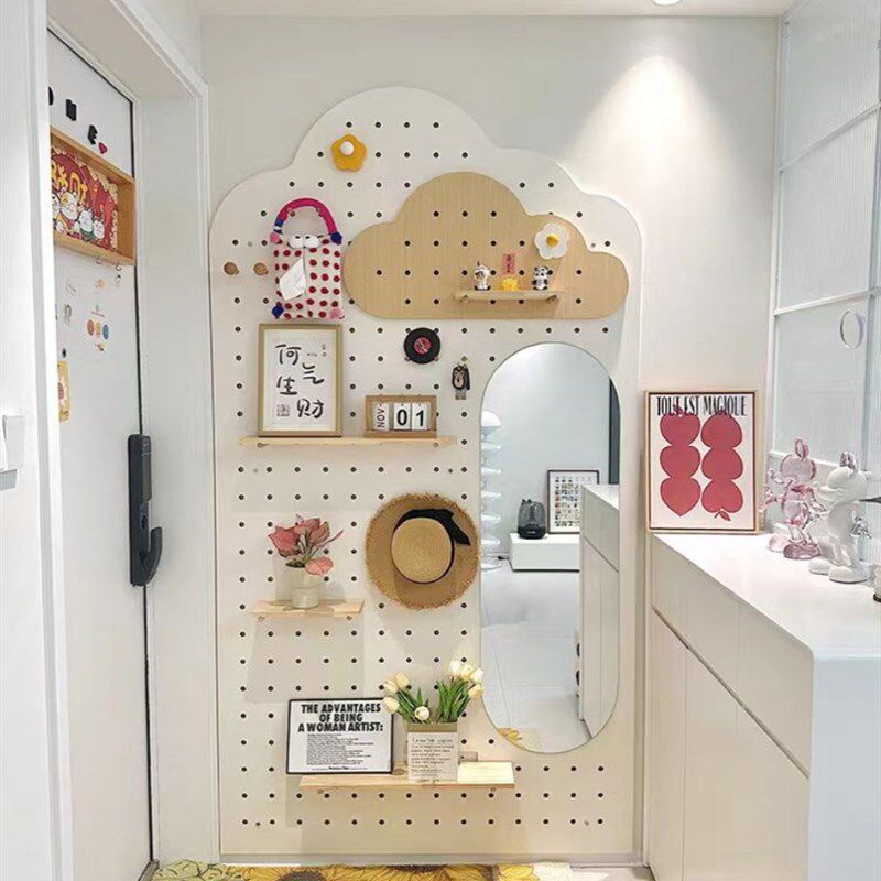 洞洞板穿衣镜一体定制电表箱入户玄关带镜子高清收纳置物架,收纳整理,收纳洞洞板,淘宝优惠券,粉丝福利购,淘宝优惠卷