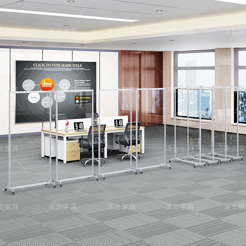 亚克力透a明屏风办公室隔断折叠移动简易隔板户外展架推拉活动挡