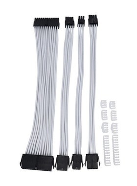 白色电脑基本延长线套件 扩展线材 PCI-E延长线 24PIN 8PIN 6PIN