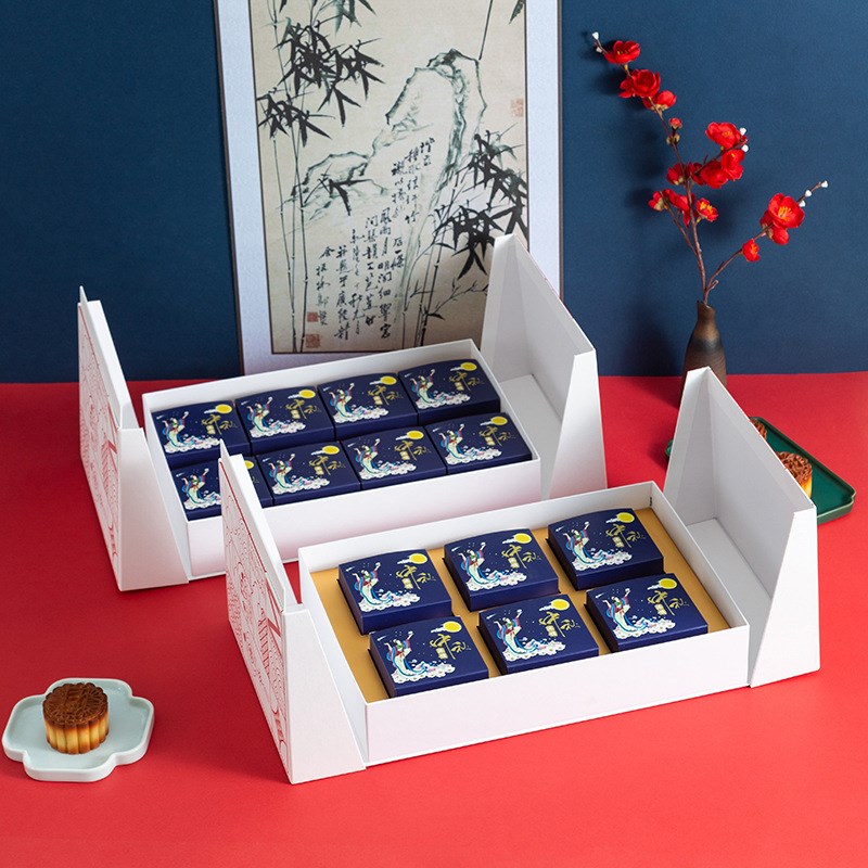2024年中秋节8粒6粒装月饼礼盒高F级感包装盒手提轻奢礼品盒空盒