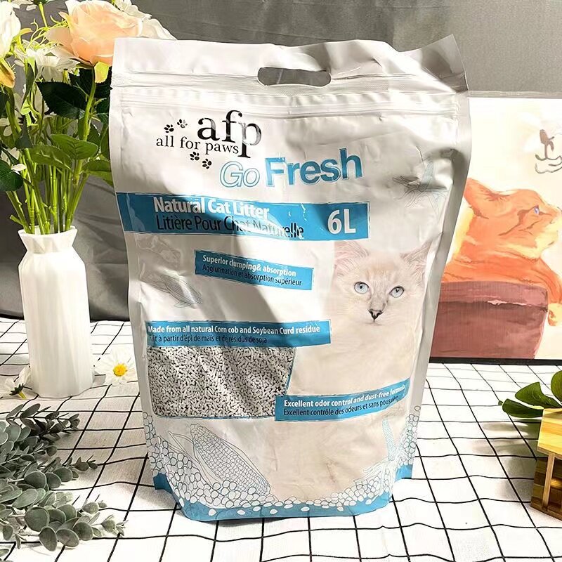 AFP猫砂天然玉米豆腐猫砂除臭无尘不粘底植物猫沙可冲厕所6L*6包