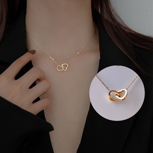 Double 速发Simple Couple Pendant Necklace Women Heart for