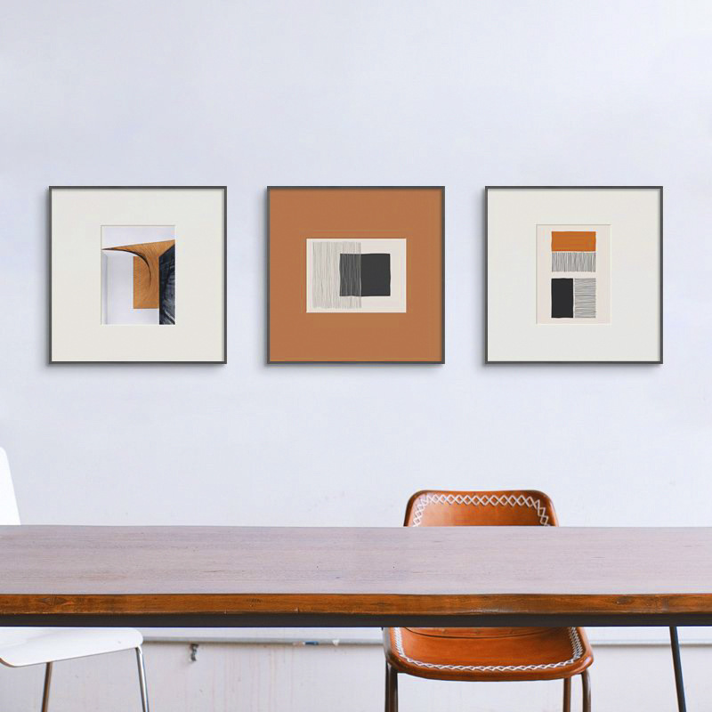 现代简约抽象线条客厅装饰画北欧艺术餐厅卧室橙色壁画晶瓷挂画图片