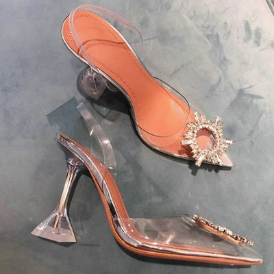现货34-45 PVC Transparent Crystal Shoes 2022 Summer New Poin
