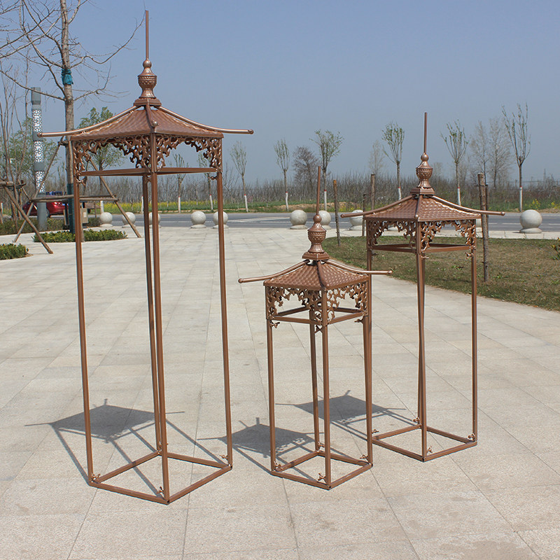 婚庆新款中式铁艺路引双层六角亭子婚庆中国风舞r台装饰道具婚礼