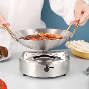 户外便携式迷你火锅炉不锈钢酒精炉圆形酒店餐Q厅家用干锅炉子茶