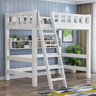 新款实木高架床单上层上床下桌高低床床架小户型省空间儿童双层床