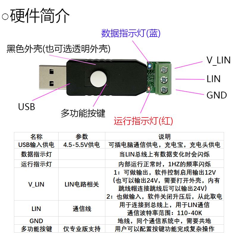 usb转lin调试器 lin总线 k线 stm32 按键版本r 二次开发 lin卡