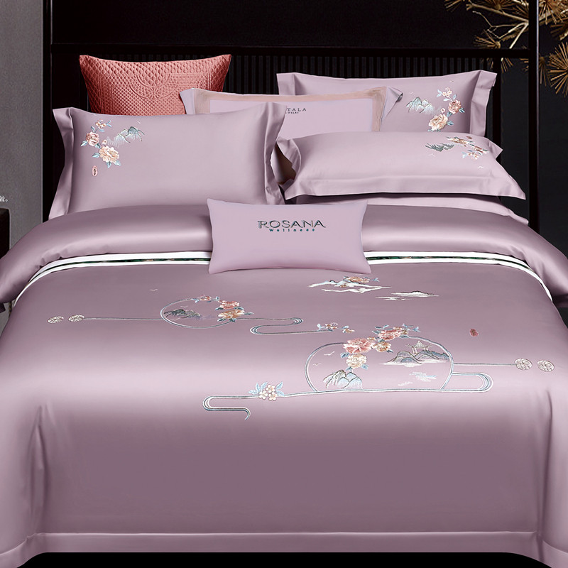 婚庆全棉床上四件套100支新中式刺绣喜被套粉色床单结婚床品,床上用品,婚庆床品套件,淘宝优惠券,粉丝福利购,淘宝优惠卷