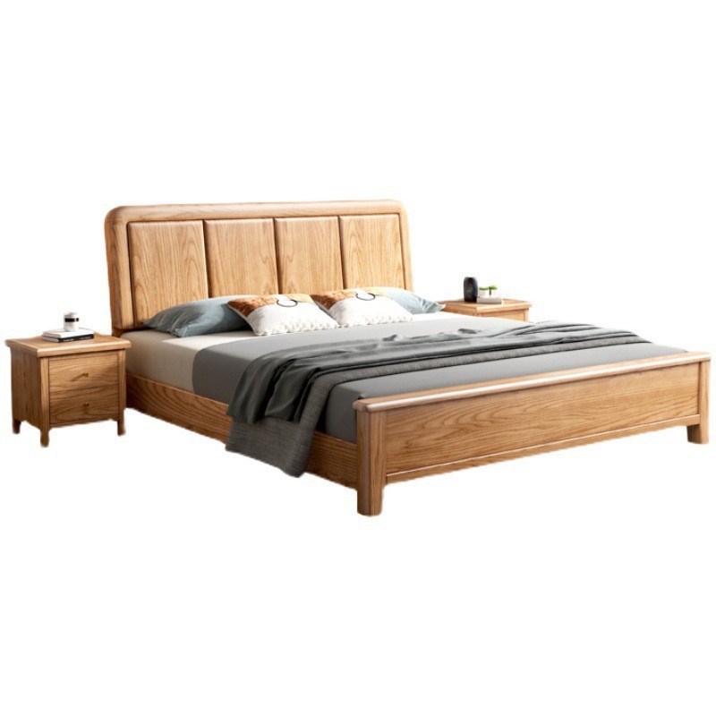 北美红橡木实木床日式简约双人1米8主卧木蜡油北欧风1米5原木单床