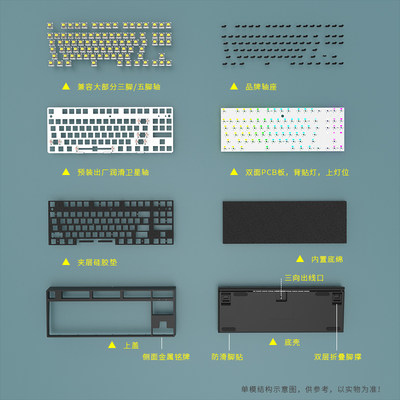 黑吉蛇DK87机械键盘套件单w模有线发光客制化热插拔轴座游戏电竞C