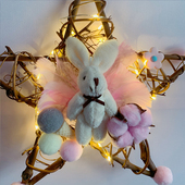 藤条星星兔手工diy材料创意ins房间布置挂饰少女桌面装 饰摆件礼物