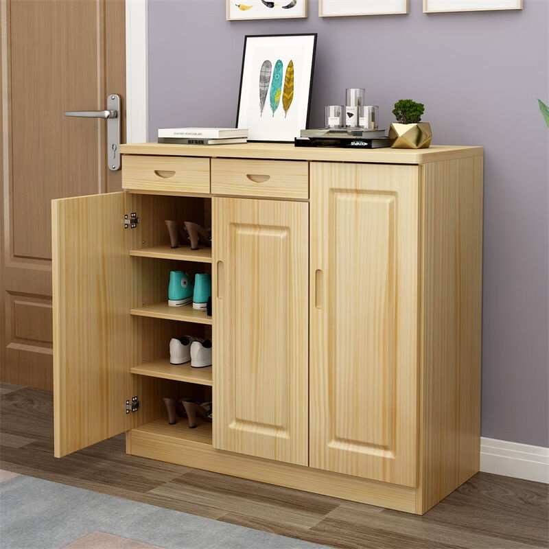 淘尚居实木鞋柜家用门口过道松木门厅柜大容量原木玄关入户透气收