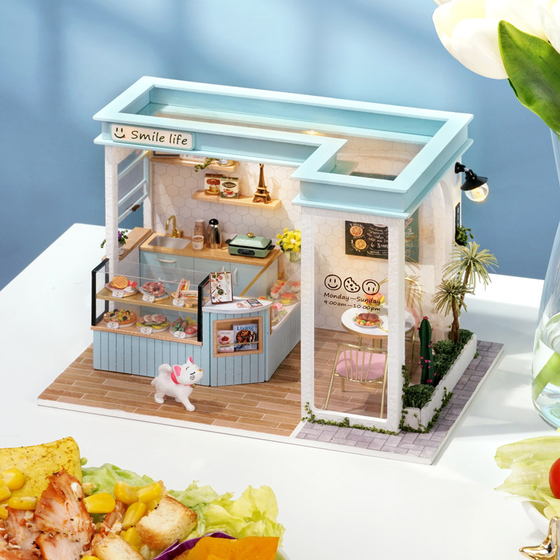diy小屋奶茶店手工拼装制作迷你微f缩场景小房子模型生日礼物女生