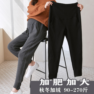 冬季加绒加厚孕妇打底裤子加肥加大加长200斤胖mm宽松休闲裤冬装