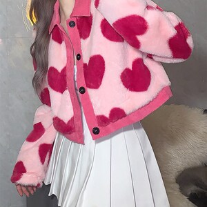 热销Sylcue Pink Girl Youth Cute All-Match Love Contrast Wool