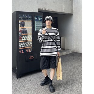 条纹长袖 PLTH 复古经典 新品 T恤韩系宽松休闲廓形男女上衣 2023秋季