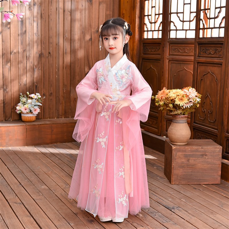 女童汉服洋装秋冬款新款春秋款小女孩裙子襦裙仙女汉服交领汉服