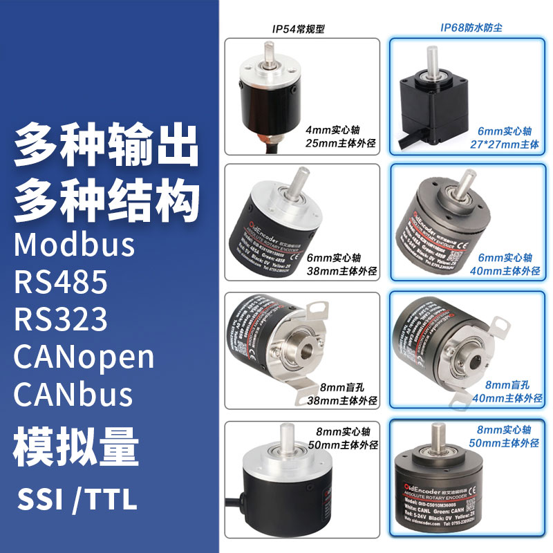 单圈值编码器多圈 掉电记忆 RS485 CAN 电流电压模拟量高精度