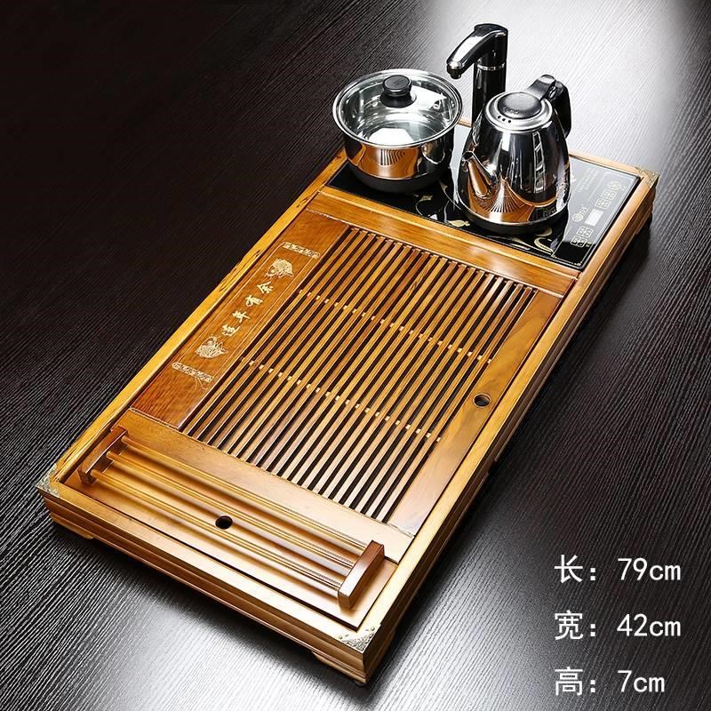 全自动家用实木茶盘茶具茶海功夫排水储小型抽屉式茶台茶托茶台S