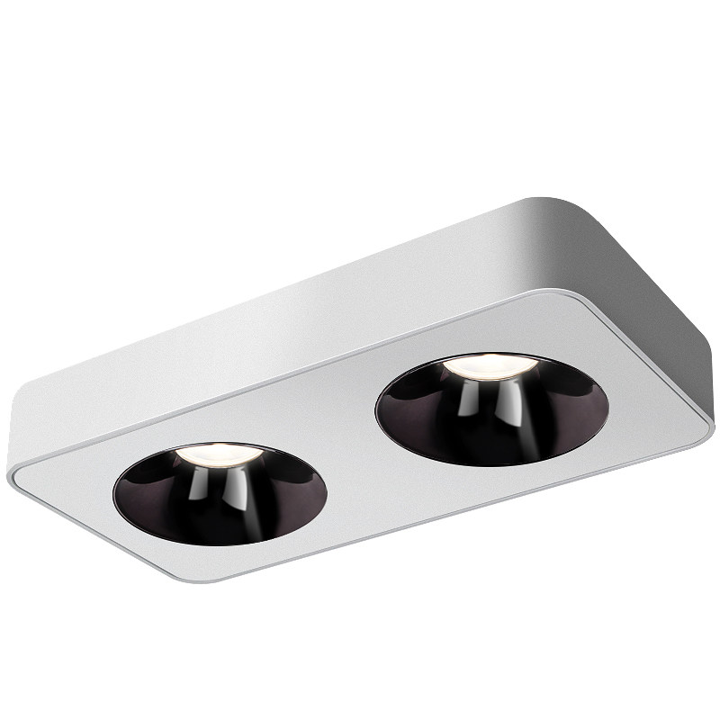 可诗照明 led双头斗胆灯明装射灯防眩方形天花板灯卧室无主灯免打