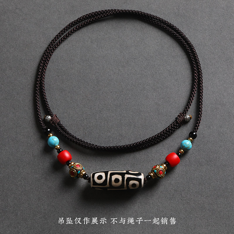 现货天珠挂绳横h穿专用绳藏式项链绳锁骨链挂脖蜜蜡松石转运珠挂
