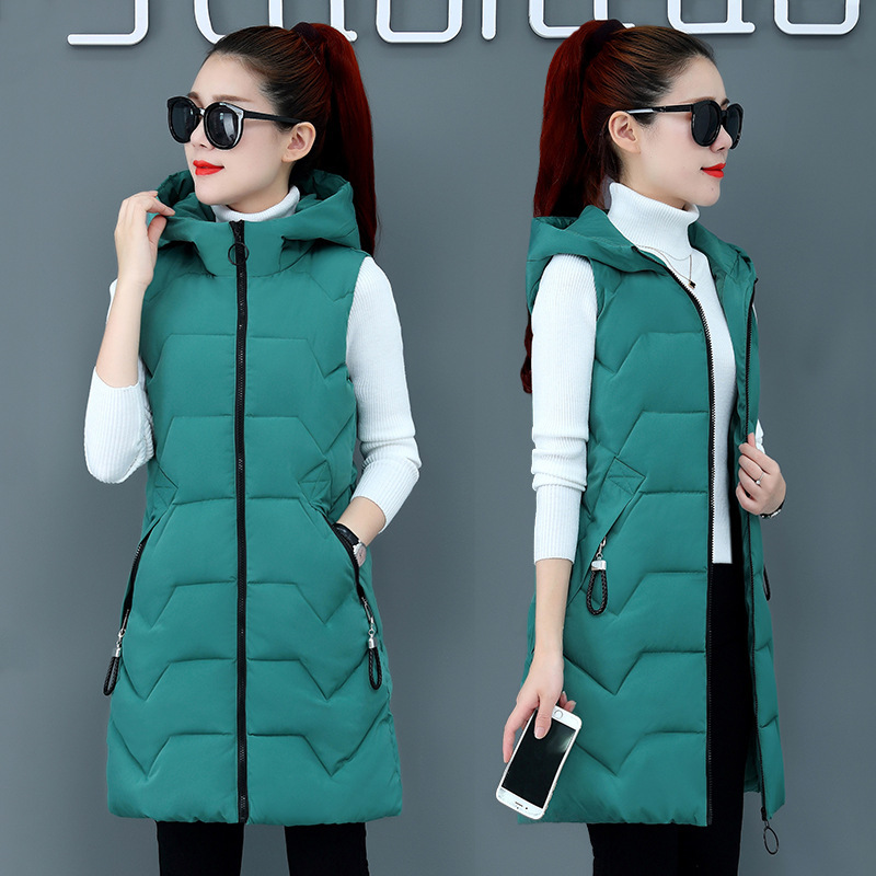 速发2020 New Winter Jacket Women ParkasHooded Warm Long Vest