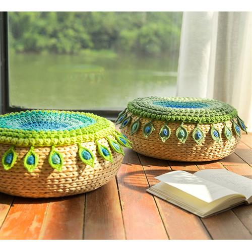 极速Crochet Sofa Peacock Feather Seat Cushion Perfect Qualit