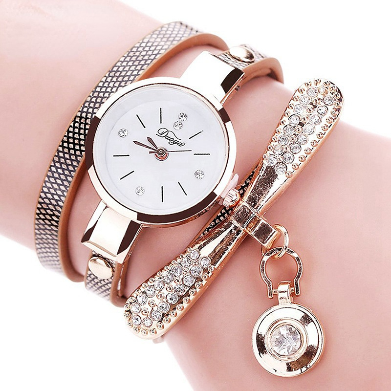 新品Duoya Brand Bracelet Watches For Women Luxury Gold Cryst