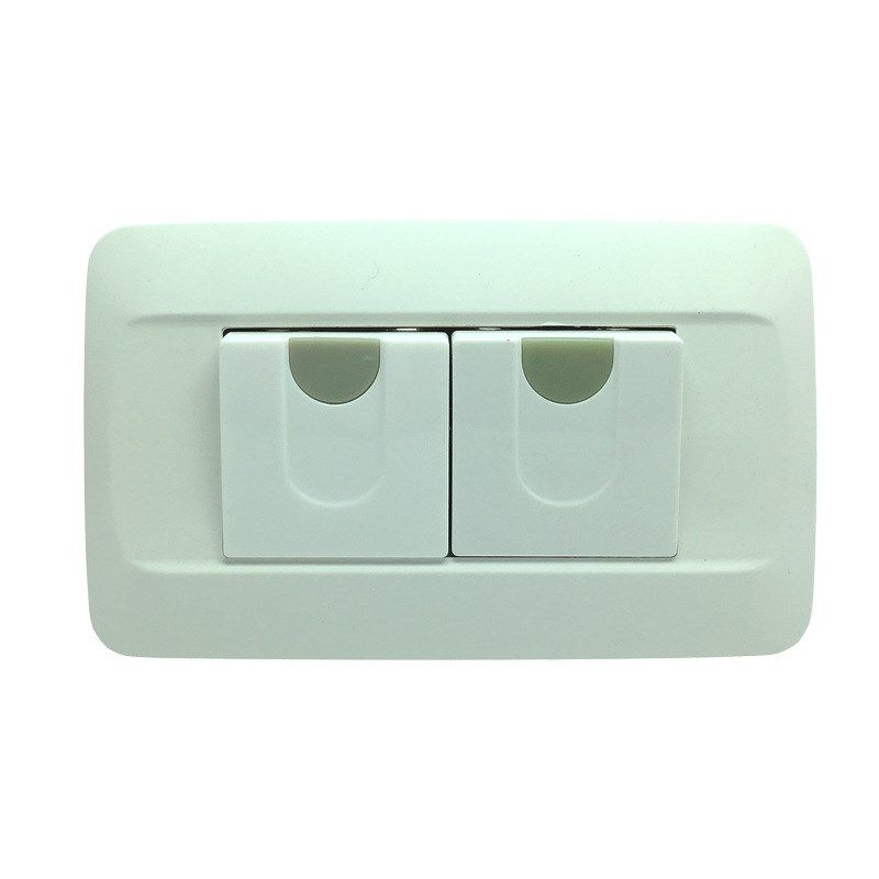 家用老款开关插座k120型两位大板单控开关夜光面板双联翘板开关10