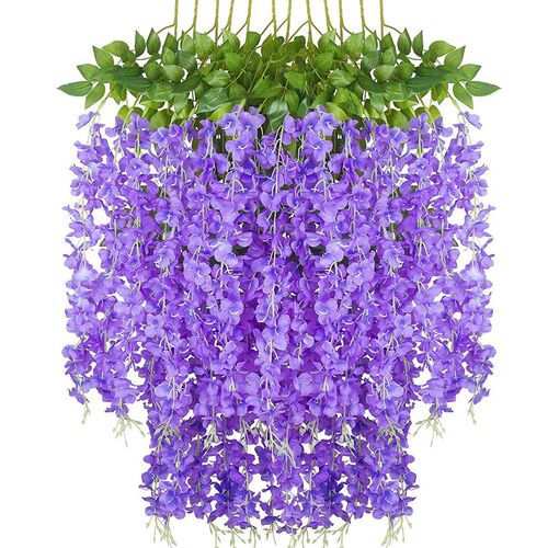 12Pcs Artificial Wisteria Flowers Fake Wisteria Vine Ratta H