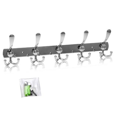 10 Hooks Stainless Steel Coat Rack Wall Door Mounted Hanger