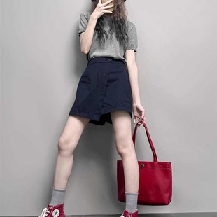 胖mm高腰遮胯遮肚梨型身材不规则短裤 休闲裙裤 显瘦大码 薄款 女夏季