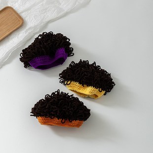 婴儿帽子秋冬季男宝宝假发帽卷发男孩F儿童爆炸头男童可爱搞笑超